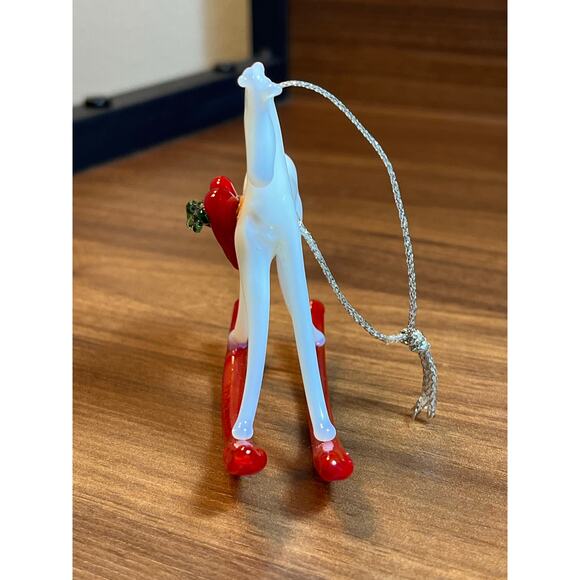 Vintage Blown Glass Rocking Horse Ornament Red Rockers Heart Detail Christmas - Picture 4 of 8